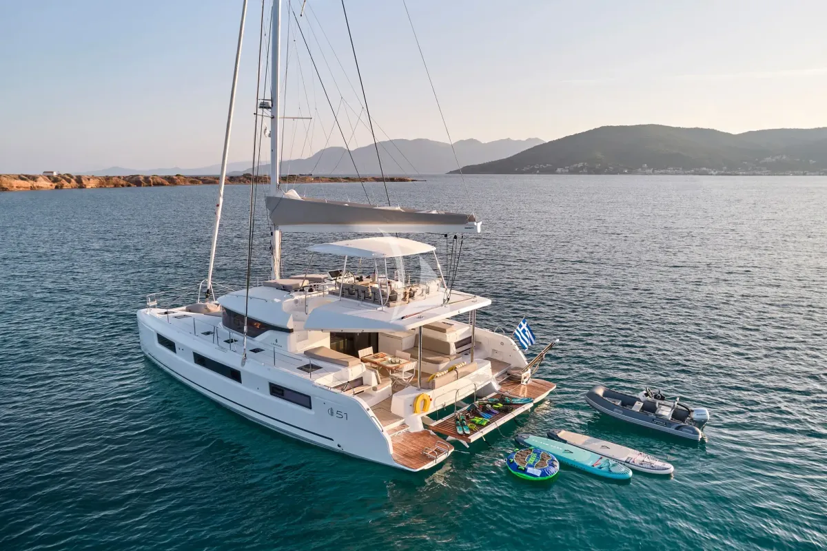 Efkrati, a Lagoon 51 catamaran at Athens, Greece