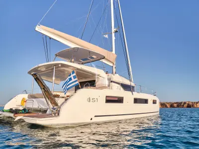 Efkrati, a Lagoon 51 catamaran at Athens, Greece