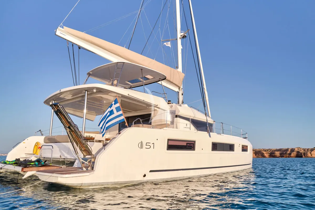 Efkrati, a Lagoon 51 catamaran at Athens, Greece