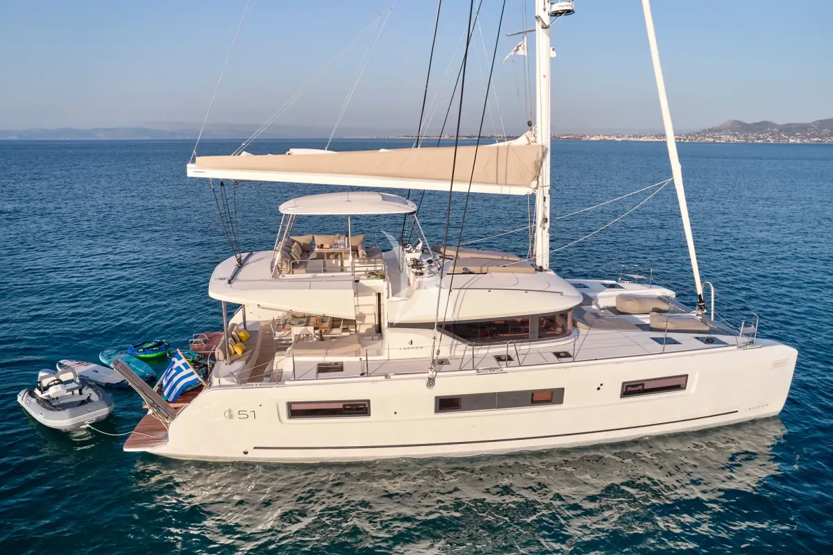 Efkrati, a Lagoon 51 catamaran at Athens, Greece