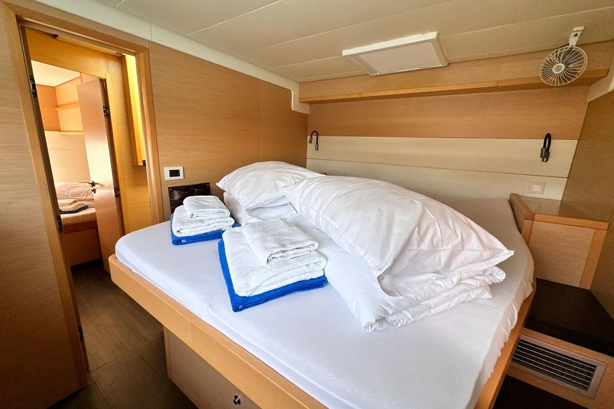 Cabin on Madonna of Adriatic, a Lagoon 52 F catamaran at Split, Croatia