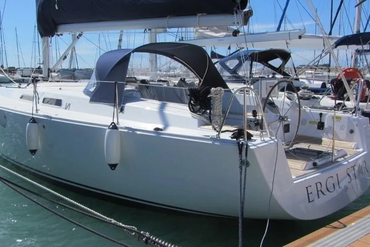 Exterior view of Premium, a Dehler Varianta 44 sailboat at Rosignano Solvay, Italy