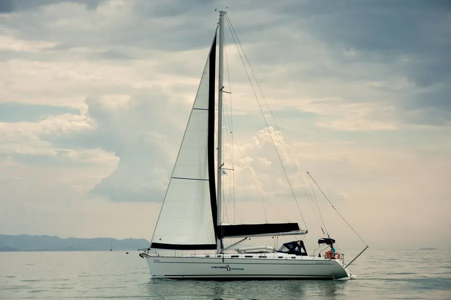 Exterior view of Azzuro, a Beneteau Cyclades 50.5 sailboat at Athens, Greece
