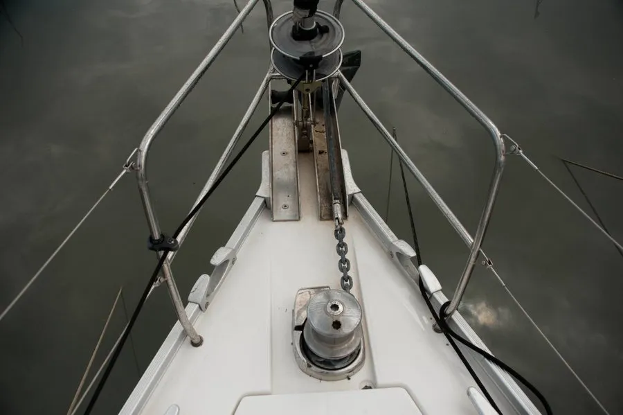 Deck of Azzuro, a Beneteau Cyclades 50.5 sailboat at Athens, Greece