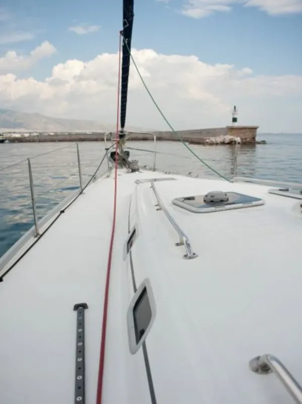 Deck of Azzuro, a Beneteau Cyclades 50.5 sailboat at Athens, Greece