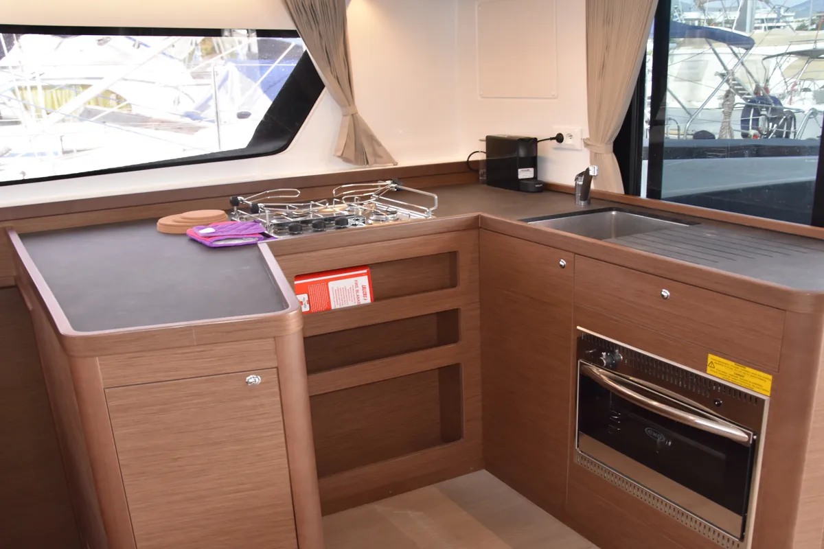 Galley of Lagoon 42, a catamaran at Skiathos, Greece