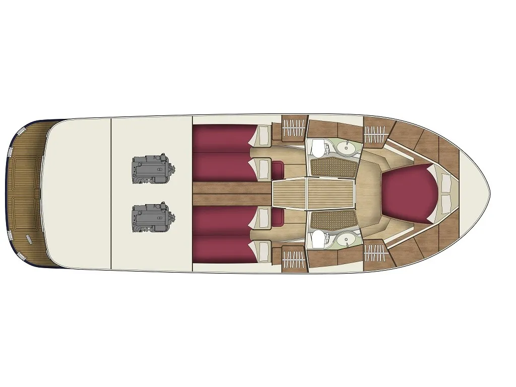 Floor plan of no name, a SAS - Vektor Adriana 44 motorboat at Općina Sukošan, Croatia
