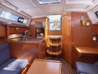 Galley of Oneiro, a Bavaria Cruiser 34 sailboat at Municipal Unit of Lefkada, Greece