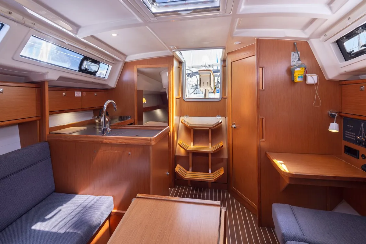 Galley of Oneiro, a Bavaria Cruiser 34 sailboat at Municipal Unit of Lefkada, Greece