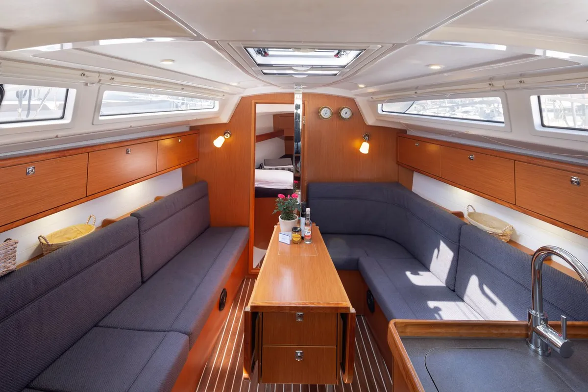Salon of Oneiro, a Bavaria Cruiser 34 sailboat at Municipal Unit of Lefkada, Greece