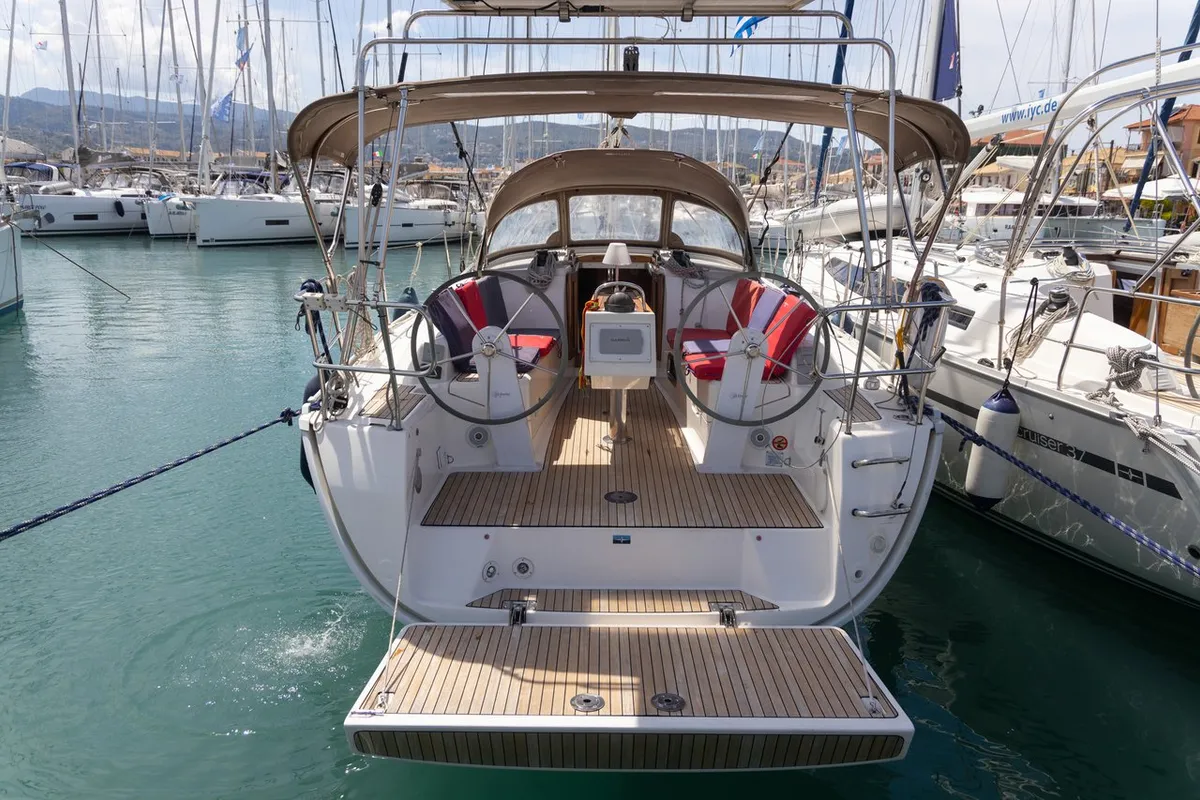 Salon of Oneiro, a Bavaria Cruiser 34 sailboat at Municipal Unit of Lefkada, Greece