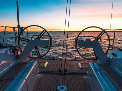 Cockpit of Shark, a Elan E4 sailboat at Betina, Croatia
