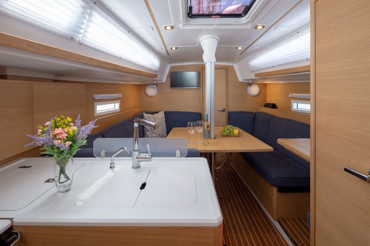 Salon of Shark, a Elan E4 sailboat at Betina, Croatia