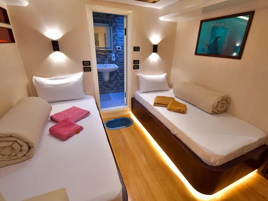 Cabin on Twin bed cabin lower deck 1, a Gulet Luxury Motor Yacht motorboat at Sharm El Sheikh, Egypt