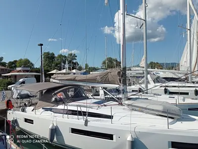 Exterior view of Locean, a Jeanneau Sun Odyssey 410 sailboat at Municipal Unit of Lefkada, Greece