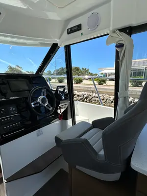 Cockpit of Morska Vila, a Jeanneau Merry Fisher 1095 FLY motorboat at Općina Pakoštane, Croatia