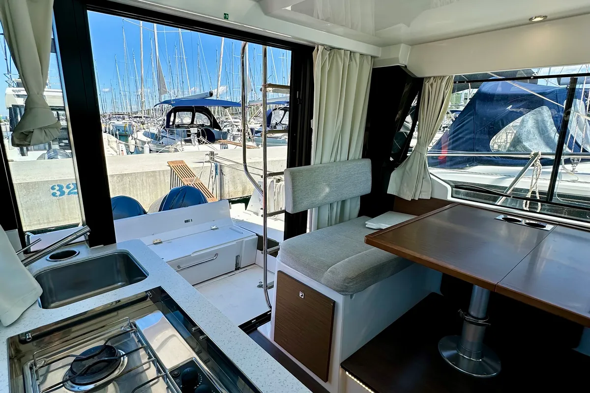 Galley of Morska Vila, a Jeanneau Merry Fisher 1095 FLY motorboat at Općina Pakoštane, Croatia