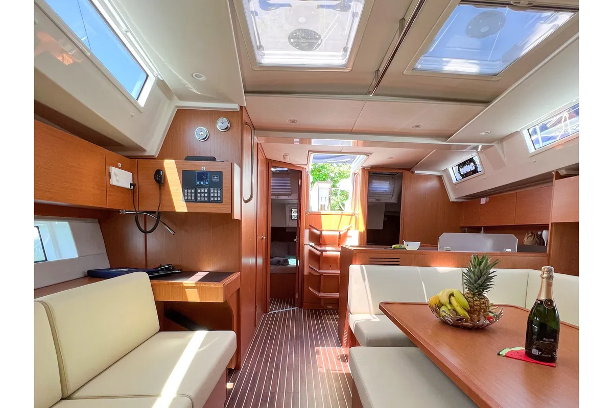 Salon of Insolence, a Bavaria C45 sailboat at Bocca di Magra, Italy