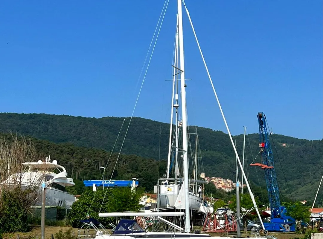 Insolence, a Bavaria C45 sailboat at Bocca di Magra, Italy