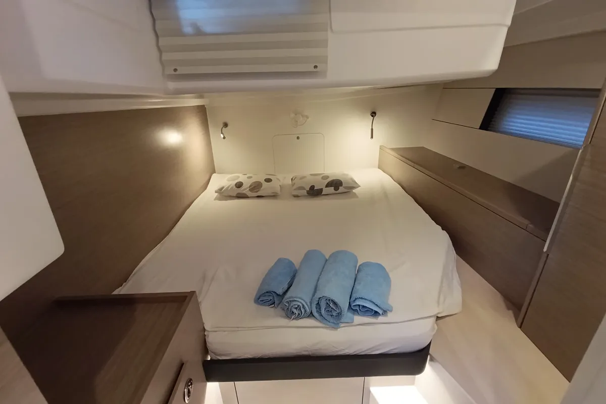 Cabin on Binlik Owner's, a Hanse 460 sailboat at Fethiye, Turkey