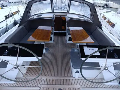 Cockpit of Binlik Owner's, a Hanse 460 sailboat at Fethiye, Turkey