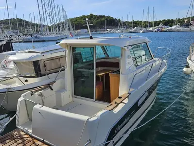 Deck of Range Cruiser, a Ocqueteau 815 Range Cruiser motorboat at Općina Pakoštane, Croatia