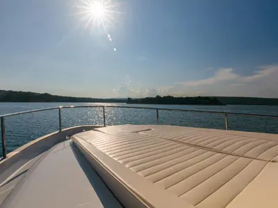 Deck of Ondine, a Greenline 33 motor yacht at Punat, Croatia