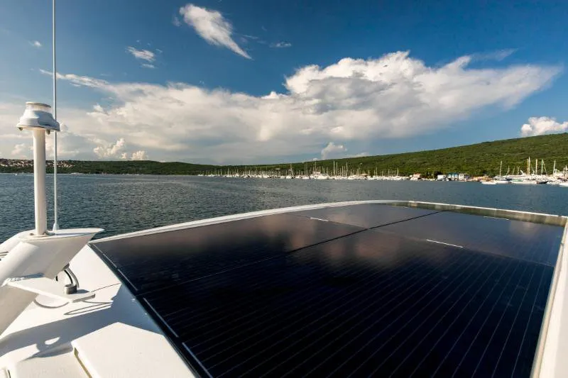 Deck of Ondine, a Greenline 33 motor yacht at Punat, Croatia