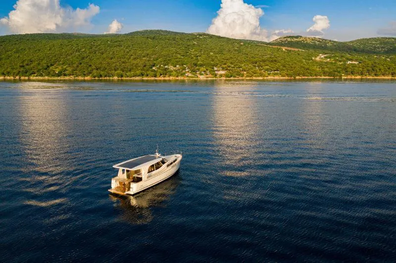 Exterior view of Ondine, a Greenline 33 motor yacht at Punat, Croatia