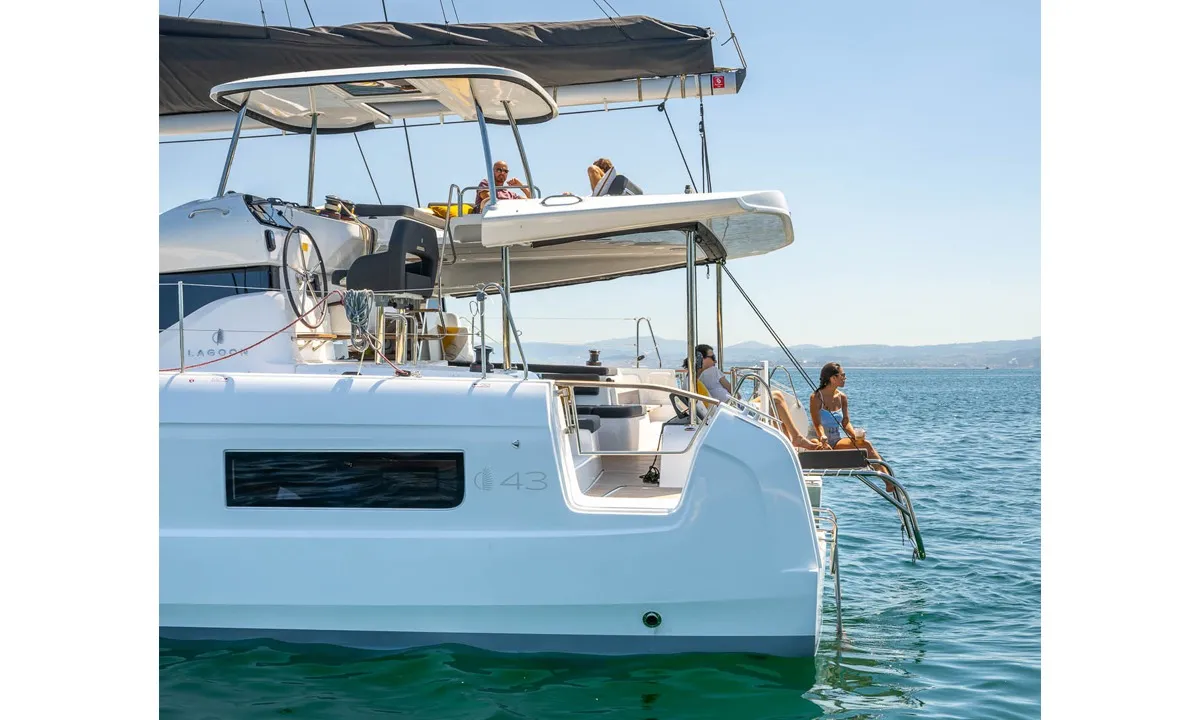 Exterior view of Har Bar, a Lagoon 43 catamaran at Road Town, British Virgin Islands