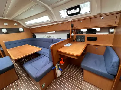 Salon of Yvonne, a Bavaria Cruiser 41 sailboat at Athens, Greece