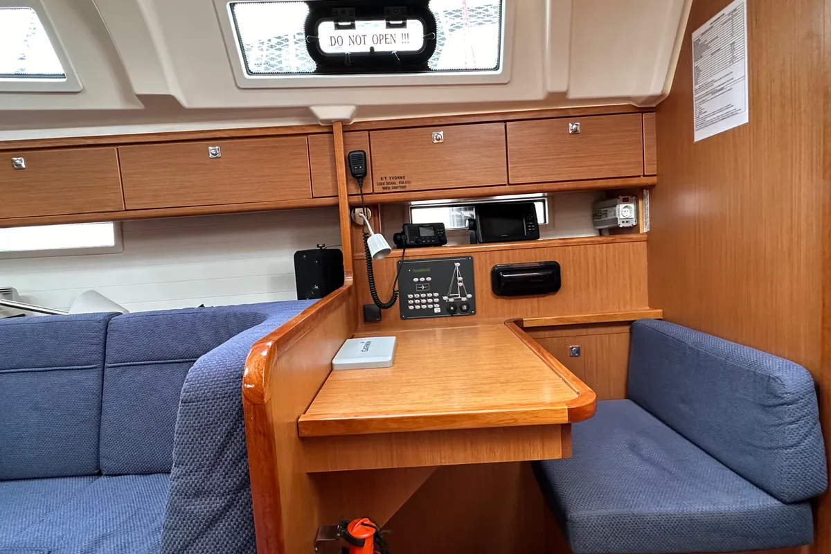 Salon of Yvonne, a Bavaria Cruiser 41 sailboat at Athens, Greece
