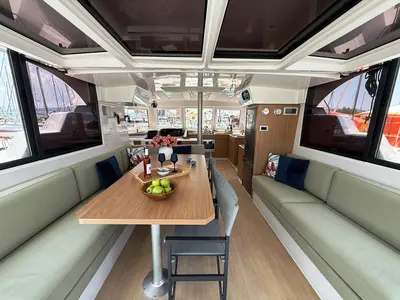 Salon of Vegas, a Bali Catspace OW catamaran at Ellomenos, Greece