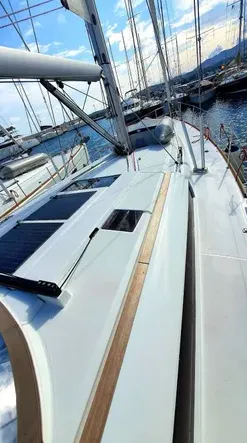 Deck of Aquaholic, a Jeanneau Sun Odyssey 519 sailboat at Municipal Unit of Ellomenos, Greece
