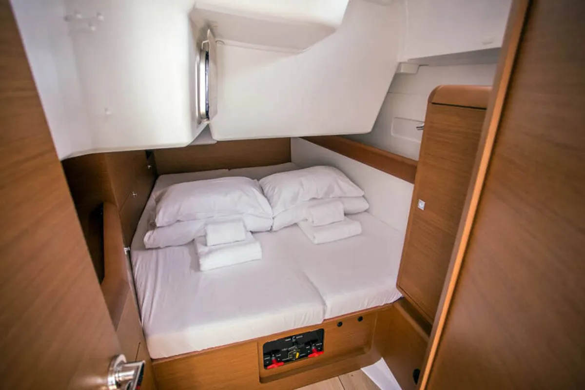 Cabin on Aquaholic, a Jeanneau Sun Odyssey 519 sailboat at Municipal Unit of Ellomenos, Greece