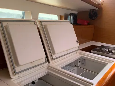 Galley of Aquaholic, a Jeanneau Sun Odyssey 519 sailboat at Municipal Unit of Ellomenos, Greece