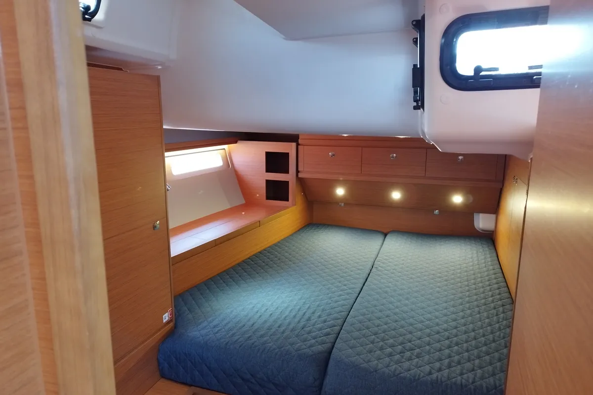 Cabin on Albus, a Dufour 56 Exclusive sailboat at Olbia, Italy