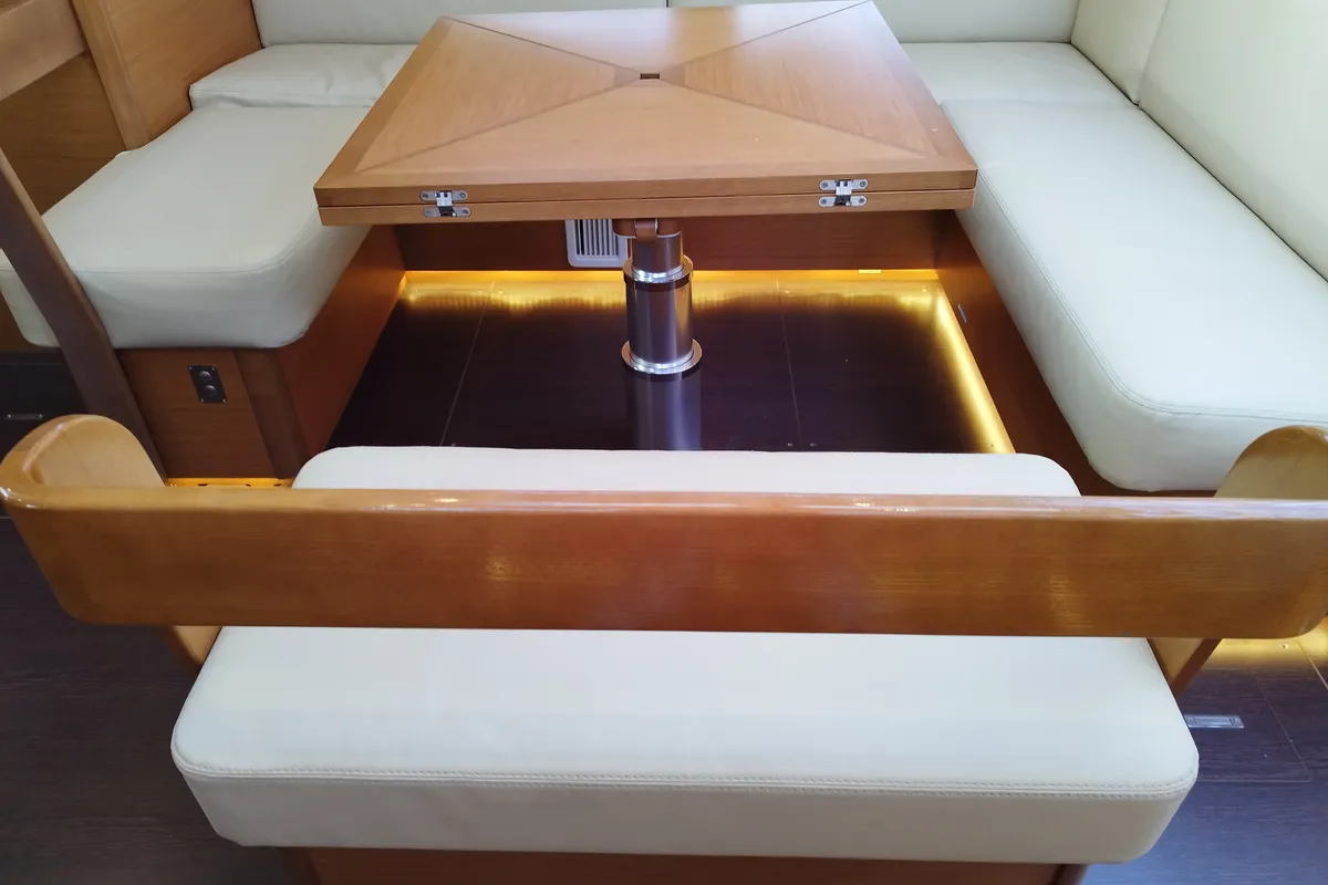 Salon of Albus, a Dufour 56 Exclusive sailboat at Olbia, Italy