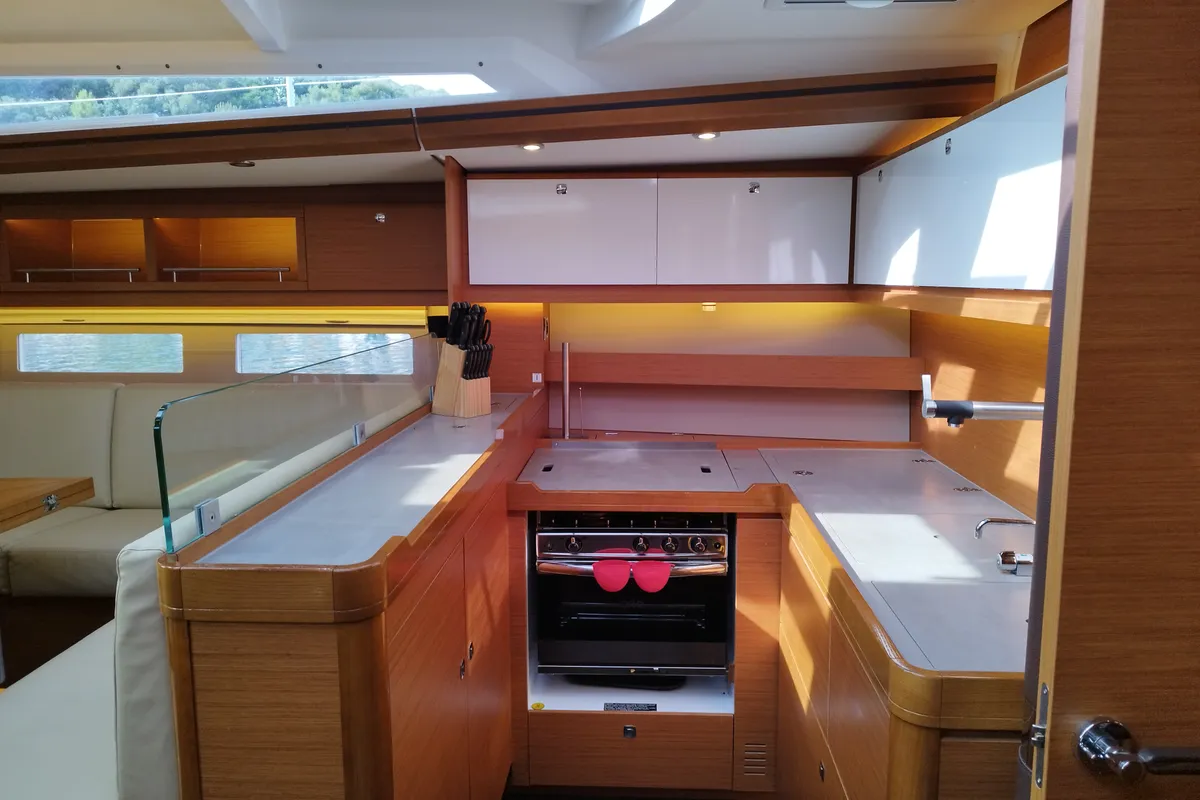 Galley of Albus, a Dufour 56 Exclusive sailboat at Olbia, Italy