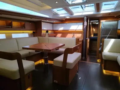 Salon of Albus, a Dufour 56 Exclusive sailboat at Olbia, Italy