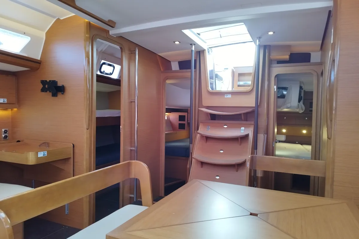 Salon of Albus, a Dufour 56 Exclusive sailboat at Olbia, Italy