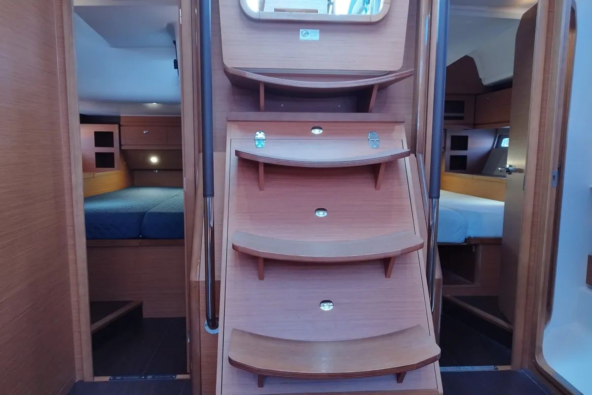 Cabin on Albus, a Dufour 56 Exclusive sailboat at Olbia, Italy