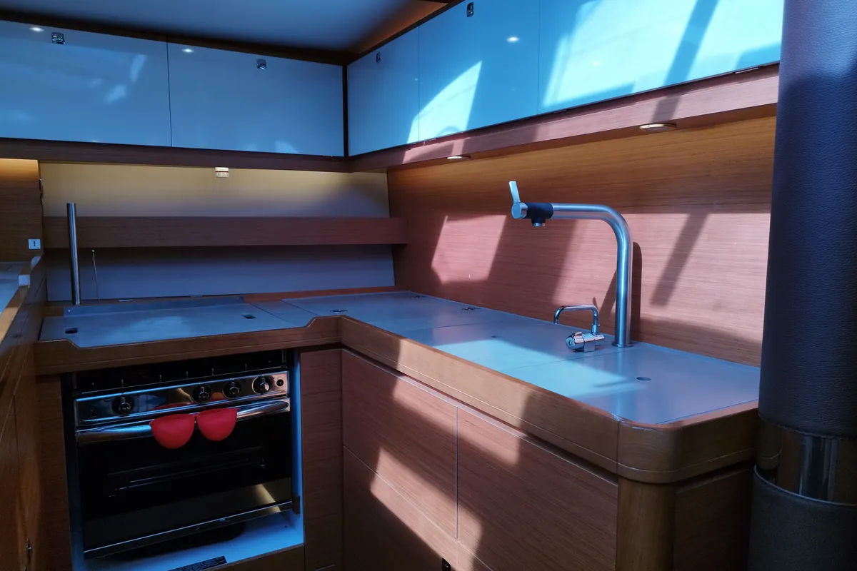 Galley of Albus, a Dufour 56 Exclusive sailboat at Olbia, Italy