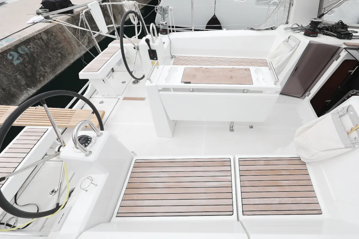 Cockpit of Idila, a Beneteau Oceanis 35.1 sailboat at Općina Sukošan, Croatia