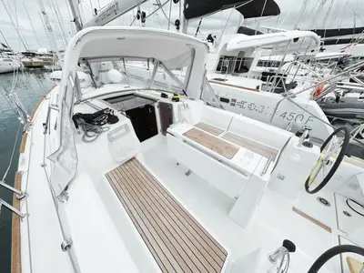 Deck of Idila, a Beneteau Oceanis 35.1 sailboat at Općina Sukošan, Croatia