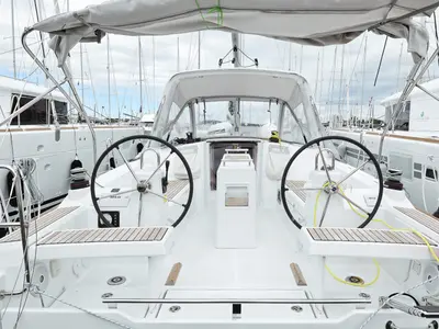 Cockpit of Idila, a Beneteau Oceanis 35.1 sailboat at Općina Sukošan, Croatia