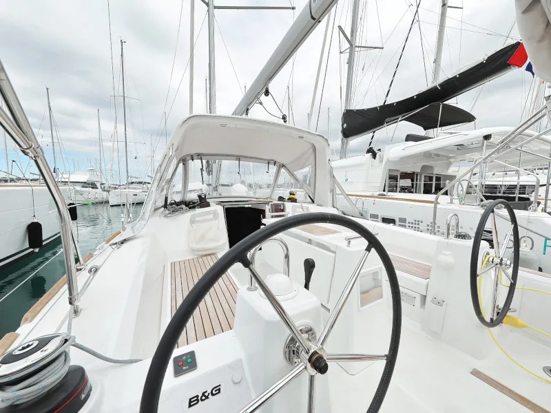 Cockpit of Idila, a Beneteau Oceanis 35.1 sailboat at Općina Sukošan, Croatia
