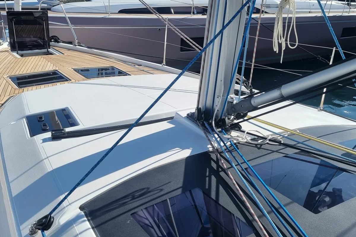 Deck of NN, a Dufour 44 sailboat at Vallauris, France