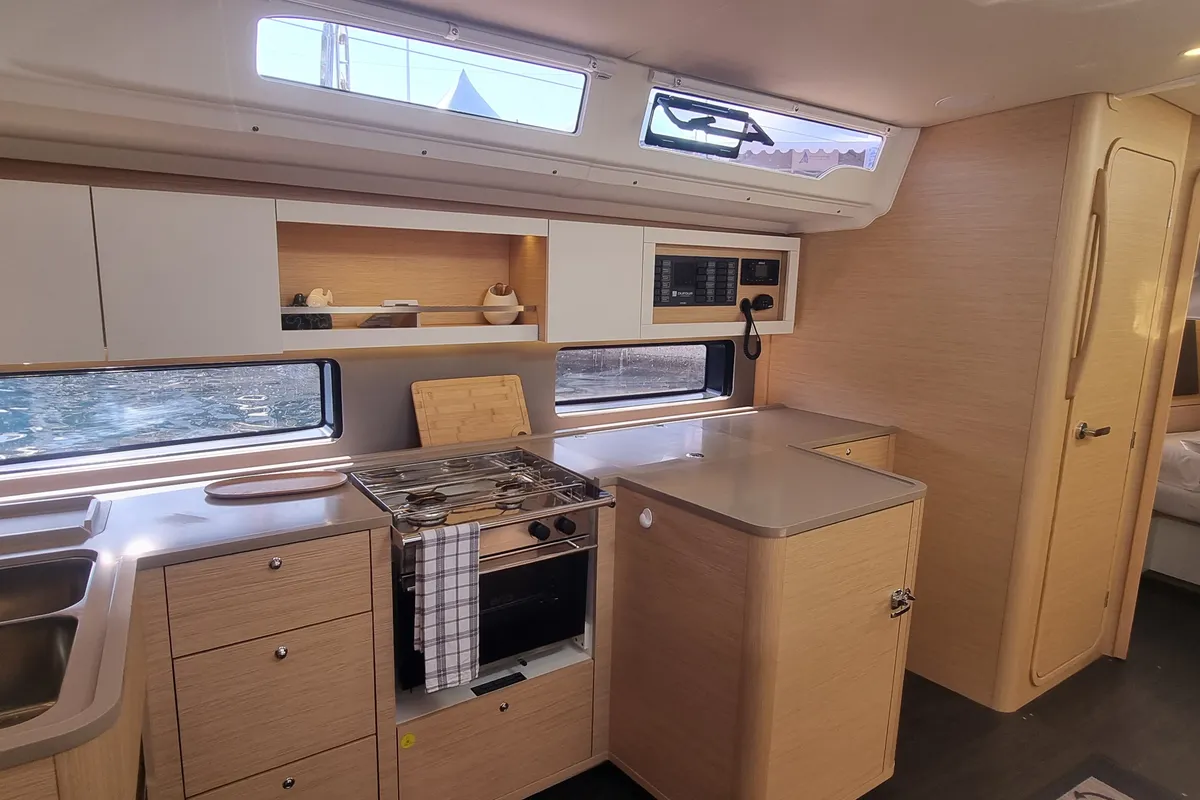 Galley of NN, a Dufour 44 sailboat at Vallauris, France