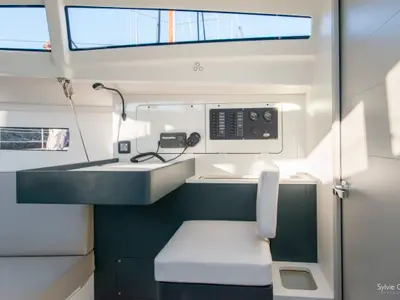 Cockpit of GUSTY 4, a RM 970 sailboat at La Rochelle, France